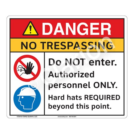 ANSI/ISO Compliant Danger/No Trespassing Safety Signs Indoor/Outdoor Plastic (BJ) 14 X 12